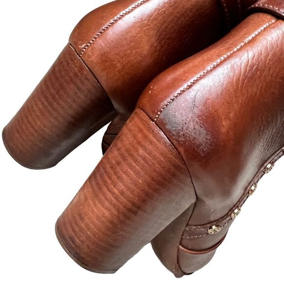 Tory Burch Mae Brown Leather Studded Ankle Boots - Picture 7 of 12